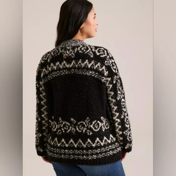 Torrid Festi Boho Intarsia Toggle Button Soft Cardigan Sweater Plus Size 1X Nwt - Picture 3 of 5